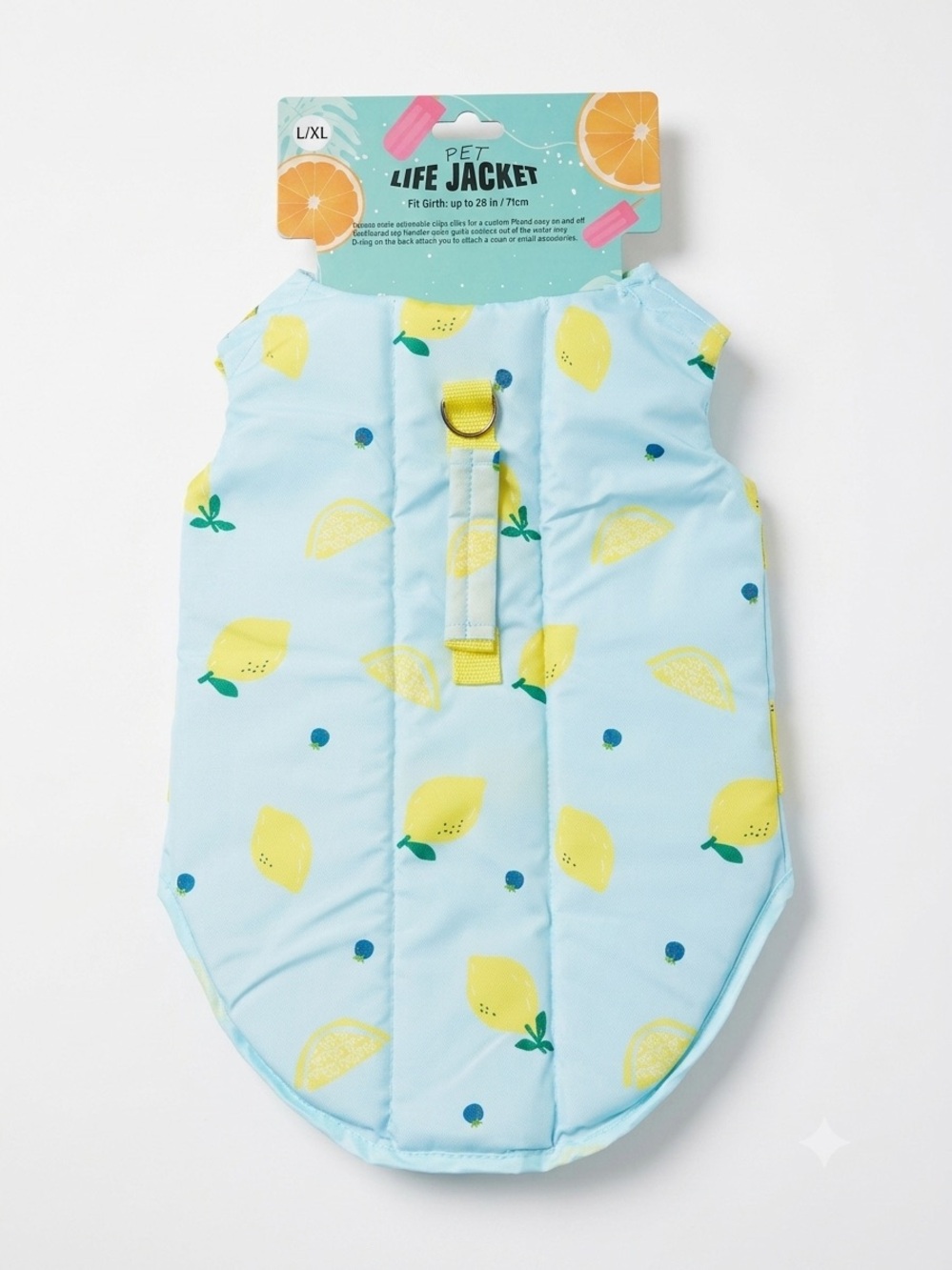 Lemon-patterned pet life jacket